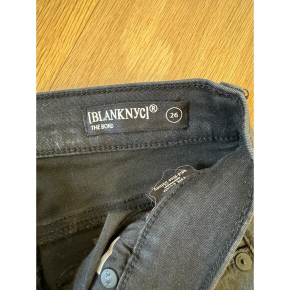 Blank NYC The Bond Mid-Rise Skinny Black Coated Jeans Size 26 - Picture 3 of 6